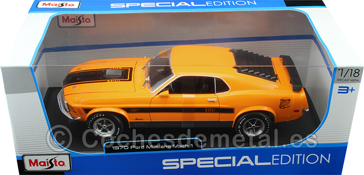 1970 Ford Mustang Mach 1 Naranja/Negro 1:18 Maisto 31453