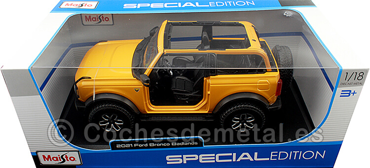 2021 Ford Bronco Badlands Sin Puertas Amarillo 1:18 Maisto 31457