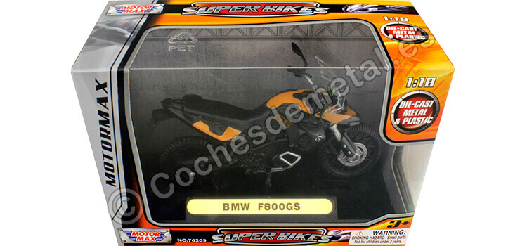 2010 BMW F800GS Naranja/Negro 1:18 Motor Max 451