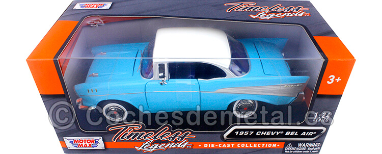 1957 Chevrolet Bel Air Azul/Blanco 1:24 Motor Max 73228