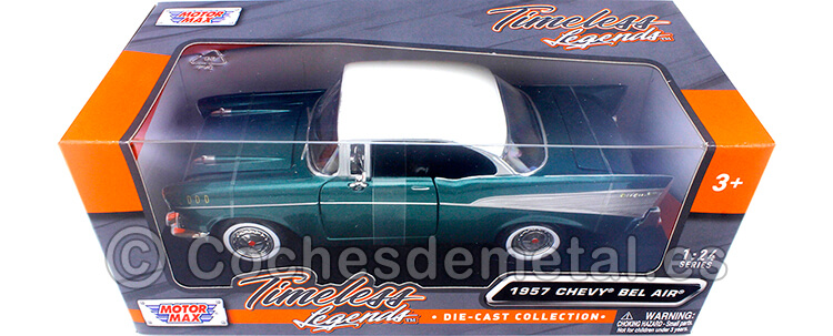 1957 Chevrolet Bel Air Verde/Blanco 1:24 Motor Max 73228