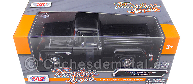 1955 Chevrolet 5100 Stepside Black 1:24 Motor Max 73236