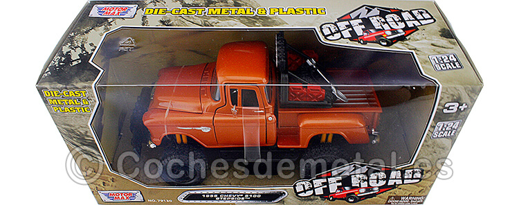 1955 Chevrolet 1500 Stepside Pickup Off Road Naranja 1:24 Motor Max 79133