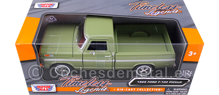 1969 Ford F100 Pickup Verde 1:24 Motor MAX 79315