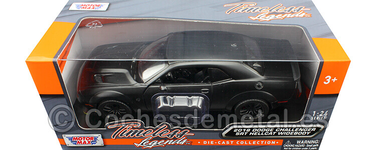 2018 Dodge Challenger SRT Hellcat Wide Body Negro Mate 1:24 Motor Max 79350