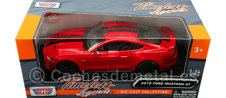2018 Ford Mustang GT 5.0 Cupe Rojo/Negro 1:24 Motor Max 79352