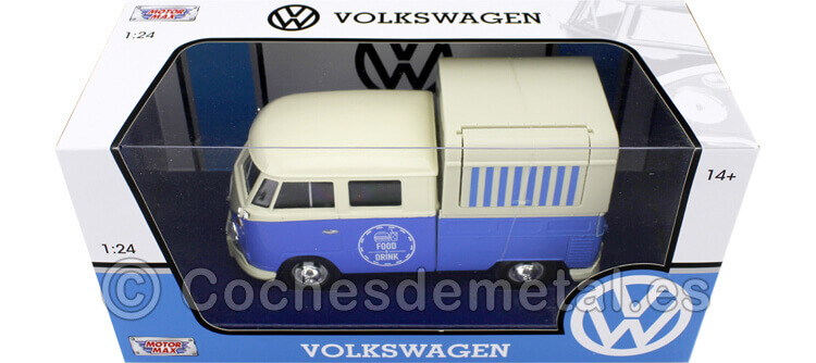 1967 Volkswagen Type 2 (T1) Pickup Food Truck Azul/Blanco 1:24 Motor Max 79576