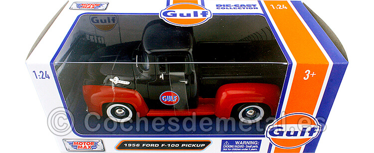 1956 Ford F-100 Pickup Gulf Edition Azul/Rojo 1:24 Motor Max 79647