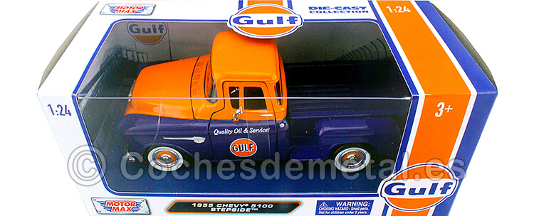 1955 Chevrolet Stepside 5100 Pickup Gulf Edition 1:24 Motor Max 79651
