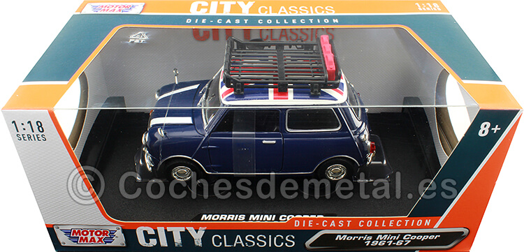 1961 Old Mini Cooper con Baca Azul 1:24 Motor Max 79741