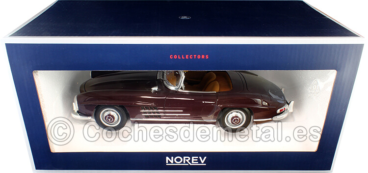 1957 Mercedes-Benz 300 SL Roadster W198 Granate Oscuro 1:18 Norev 183891