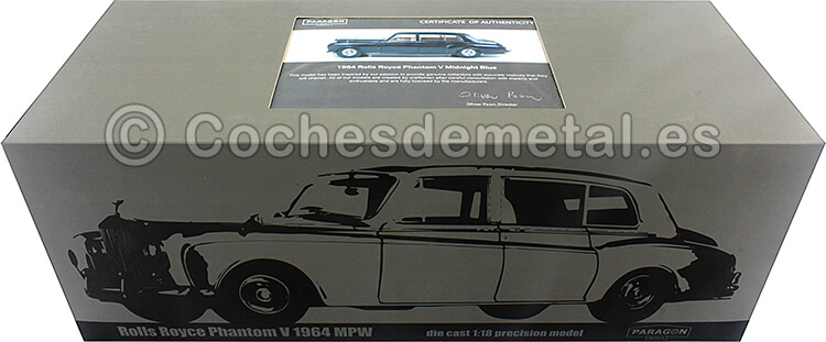 1964 Rolls-Royce Phantom V Mulliner Park Ward Limousine Azul Oscuro 1:18 Paragon Models 38216