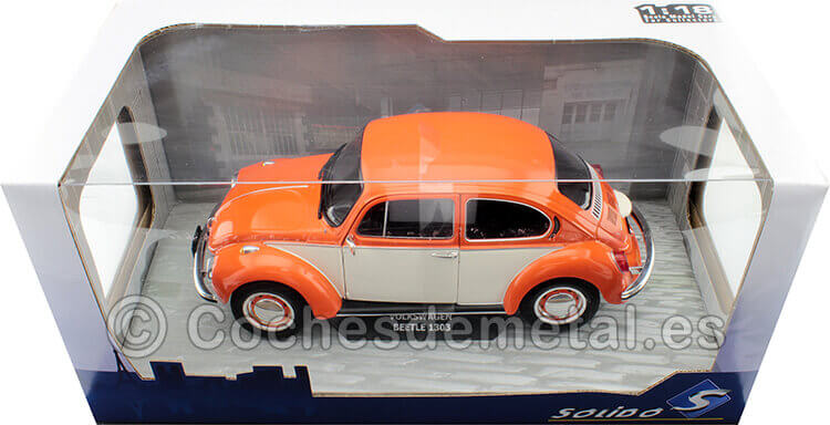 1974 Volkswagen VW Escarabajo 1303 Naranja/Blanco 1:18 Solido S1800515