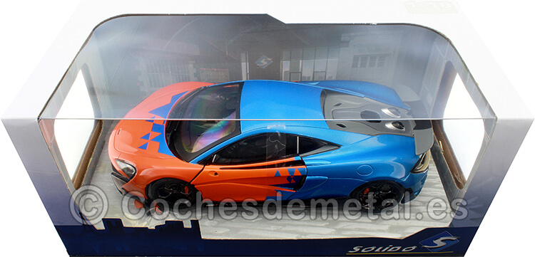 2018 McLaren 600LT Coupe Team Tribute Livery Naranja/Azul 1:18 Solido S1804503