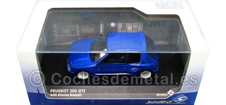 1991 Peugeot 205 GTI + Dimma Bodykit Azul Metalizado 1:43 Solido S4310803