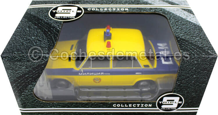 1976 Lada 2106 (Seat 124) Policia URSS Amarillo/Azul 1:18 Triple-9 1800246