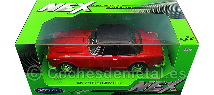 1960 Alfa Romeo Spider 2600 Techo Blando Rojo 1:24 Welly 24003