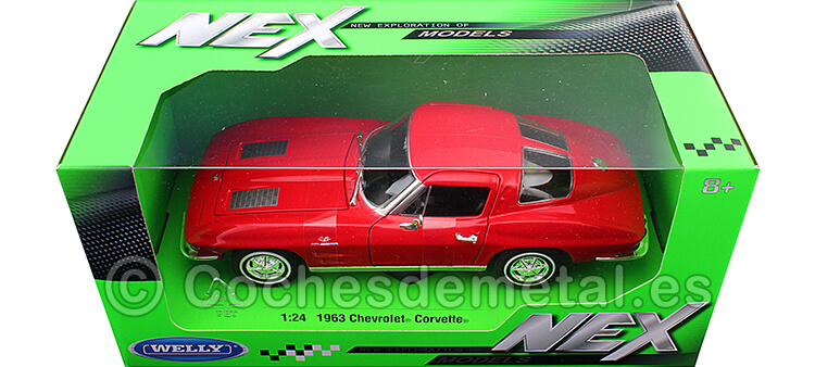 1963 Chevrolet Corvette Sting Ray Coupé  (C2) Rojo 1:24 Welly 24073