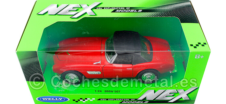 1956 BMW 507 Soft Top Rojo 1:24 Welly 24097